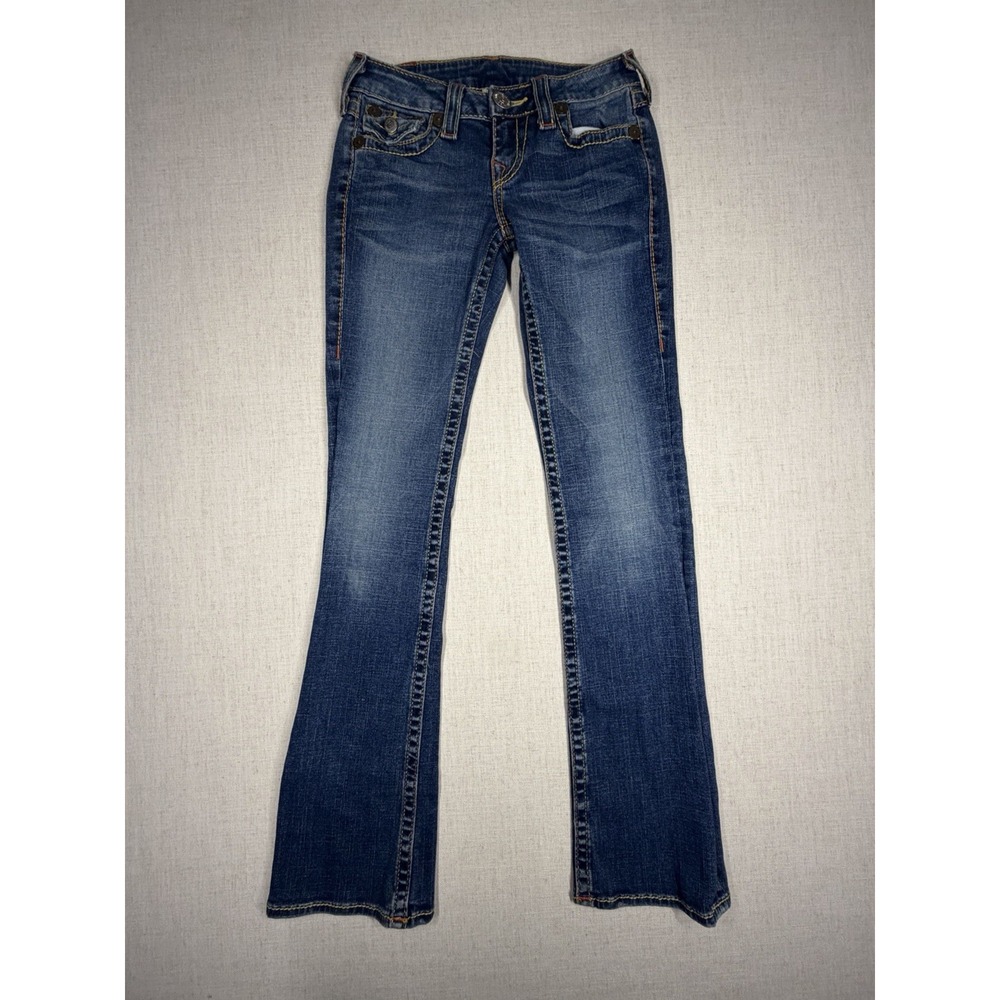 VTG True Religion Becky Rainbow Stitch Flap Jeans USA Women's 25 Bootcut Y2K